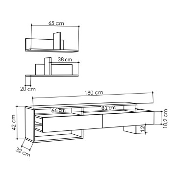 Mueble TV con estante Gara antracita - 776HMS3014