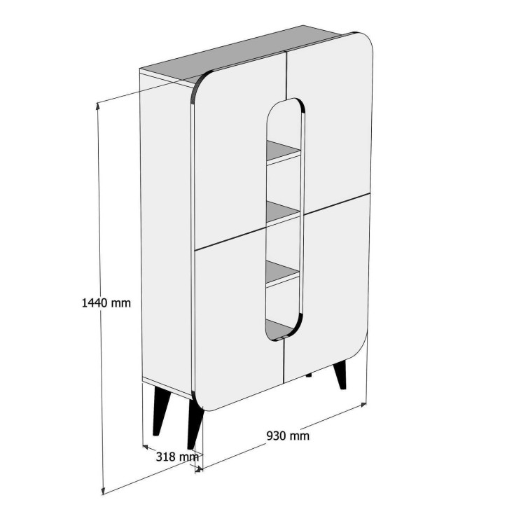 Mueble auxiliar Mine crema nogal