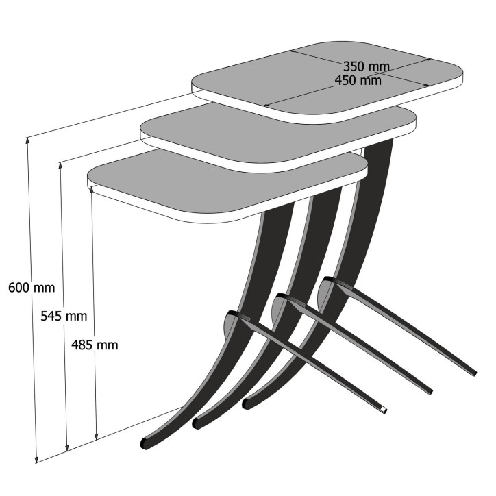 Set mesas de café (3 piezas) Pion negro