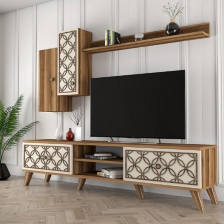 Mueble TV con estante Class S crema nogal