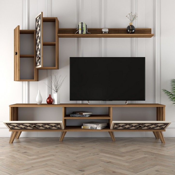 Mueble TV con estante Class S crema nogal