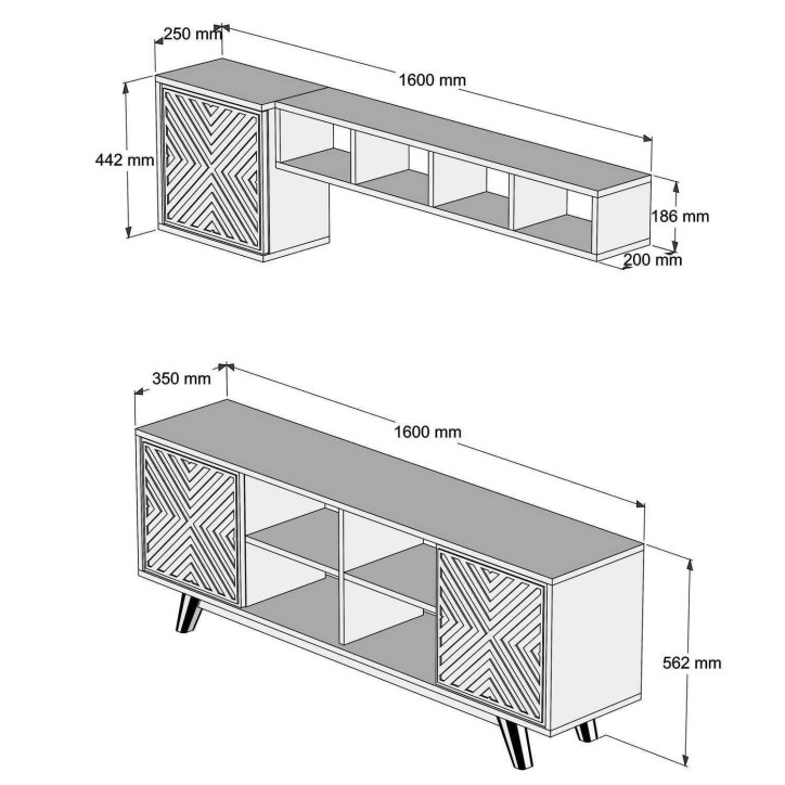 Mueble TV con estante İnci azul nogal