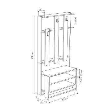 Recibidor Chester roble blanco - 855DTE4016