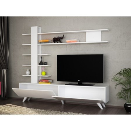 Mueble TV con estante Aleyna blanco