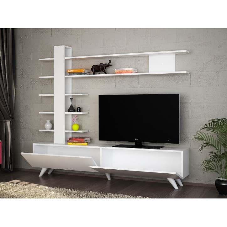 Mueble TV con estante Aleyna blanco