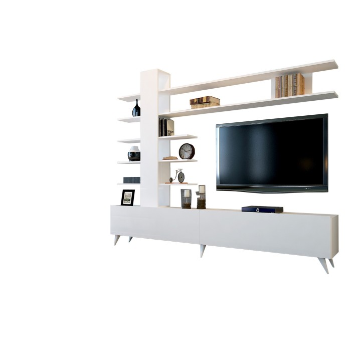 Mueble TV con estante Aleyna blanco