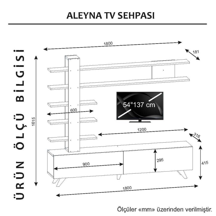 Mueble TV con estante Aleyna blanco