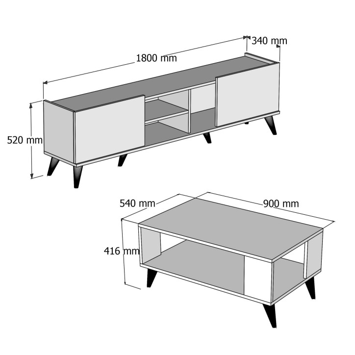 Conjunto de muebles de salón 1330 2024 negro nogal