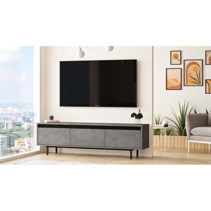 Mueble TV LV1-RL negro plata