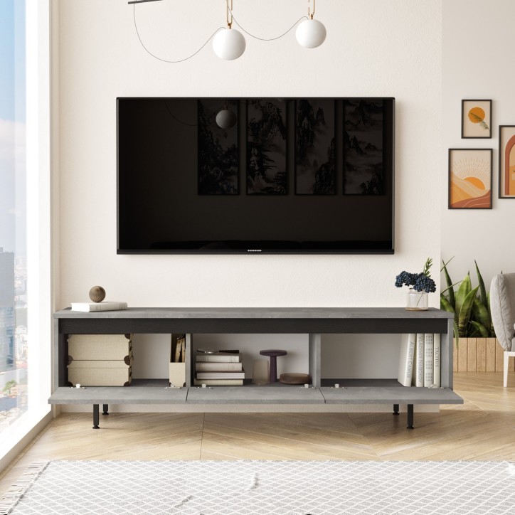 Mueble TV LV1-RL negro plata