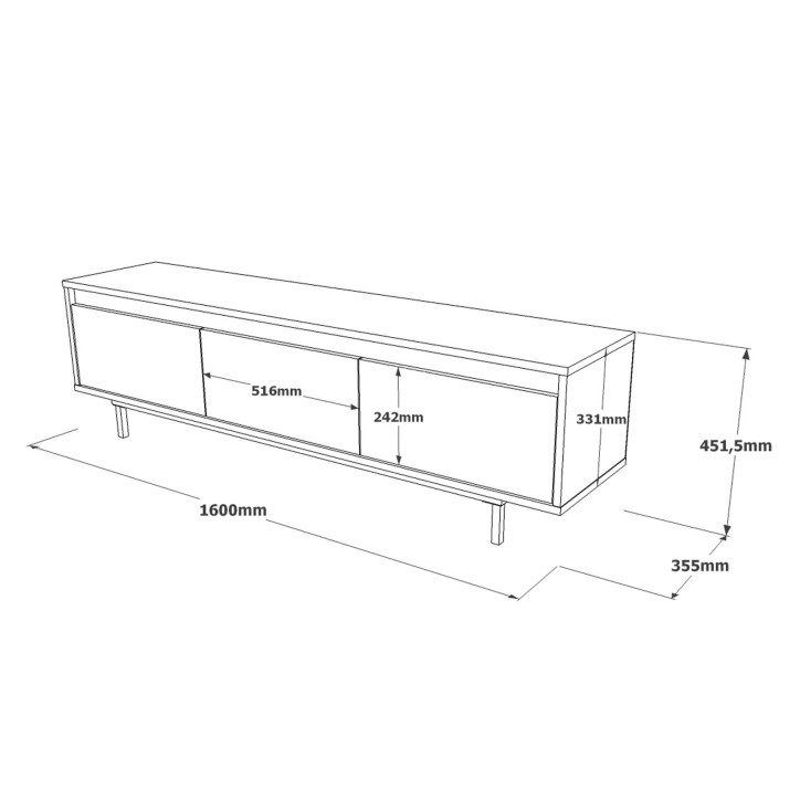 Mueble TV LV1-RL negro plata