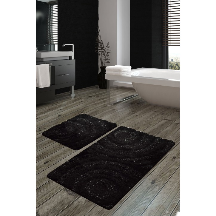 Alfombra de baño Set (2 piezas) Wave  antracita negro