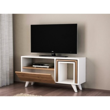 Mueble TV con estante Novella K2 nogal blanco