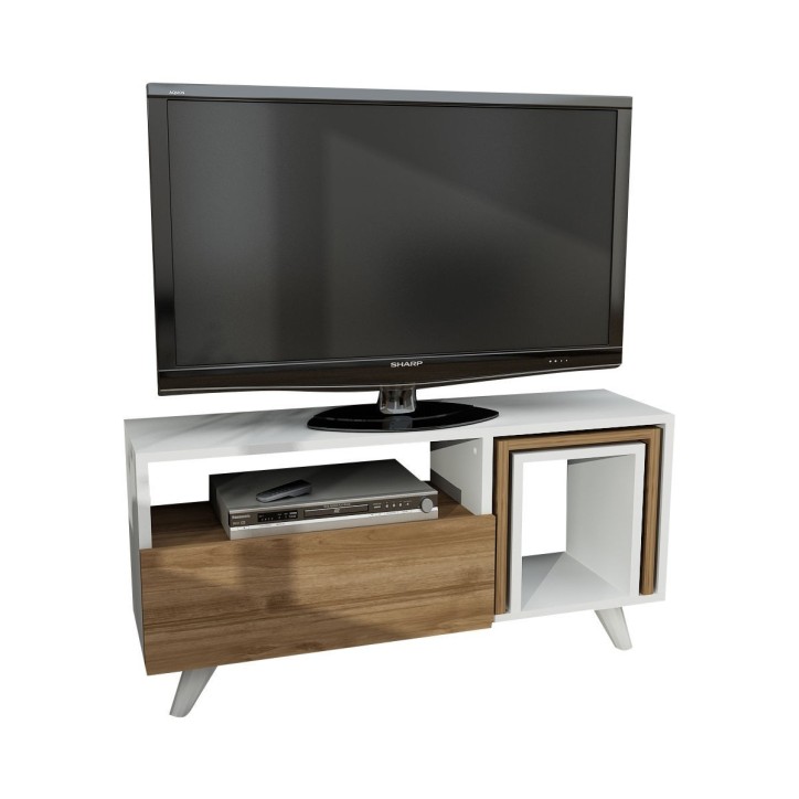 Mueble TV con estante Novella K2 nogal blanco