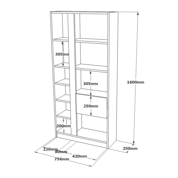 Librería LV21-WK roble blanco