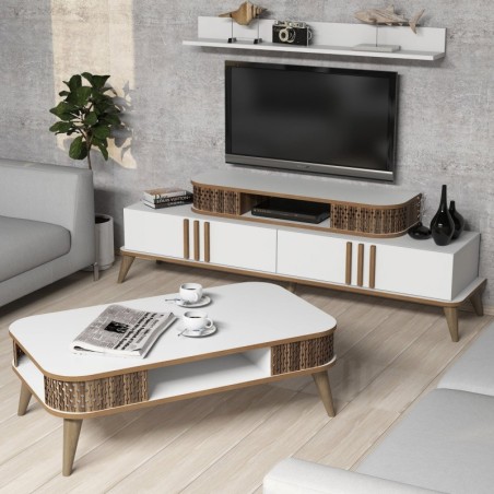 Conjunto de muebles de salón Eylül blanco