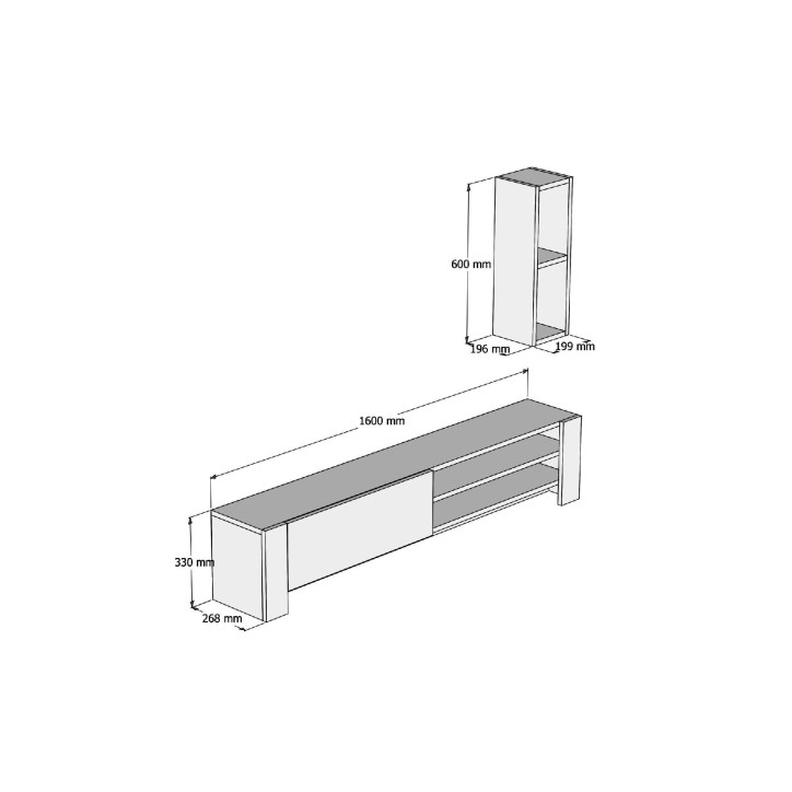 Mueble TV con estante Naz blanco