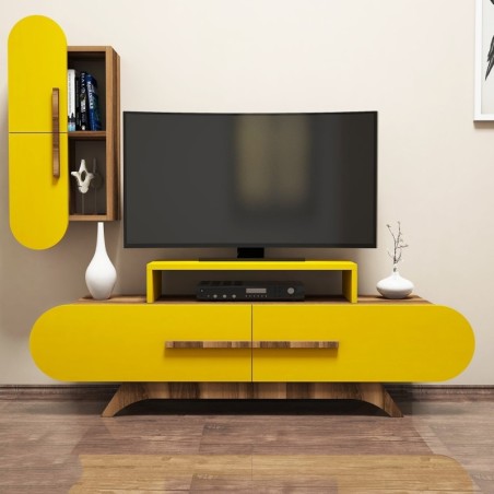 Mueble TV con estante Rose S amarillo nogal