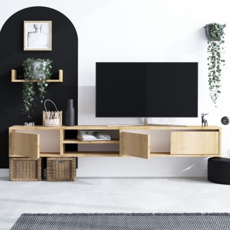 Mueble TV con estante Heka roble zafiro