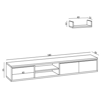 Mueble TV con estante Heka roble zafiro - 393MRD1237