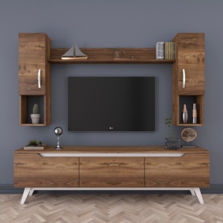 Mueble TV con estante M27-833 nogal blanco