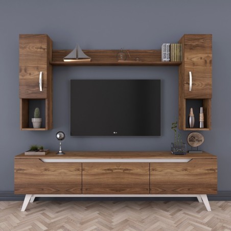 Mueble TV con estante M27-833 nogal blanco