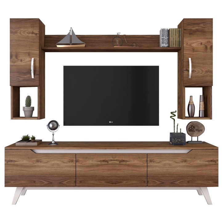 Mueble TV con estante M27-833 nogal blanco