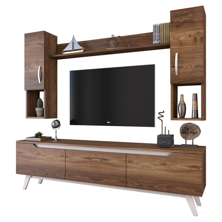 Mueble TV con estante M27-833 nogal blanco