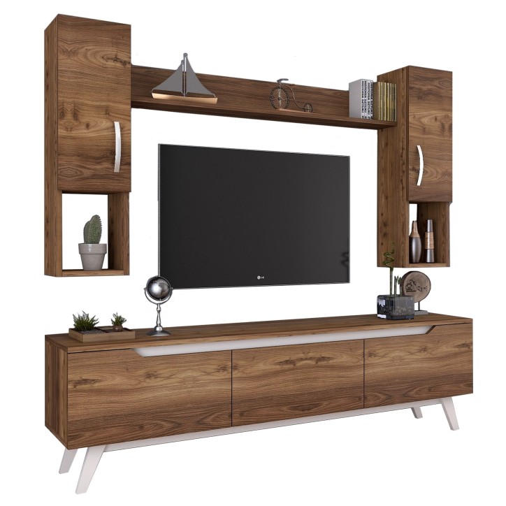 Mueble TV con estante M27-833 nogal blanco