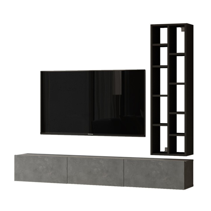 Mueble TV con estante LV9-RL negro plata