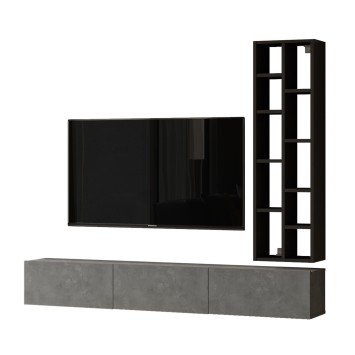 Mueble TV con estante LV9-RL negro plata - 921YRD1118