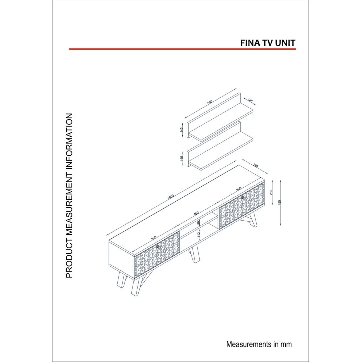 Mueble TV con estante Fina-nogal