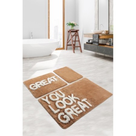 Alfombra de baño Set (3 piezas) Great  blanco beige