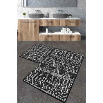 Alfombra de baño Set (3 piezas) Straordinario Black Djt  antracita negro blanco