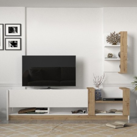 Mueble TV con estante Kazablanka zafiro blanco