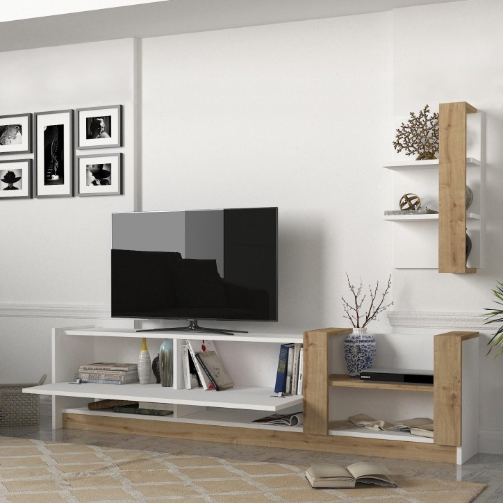 Mueble TV con estante Kazablanka zafiro blanco