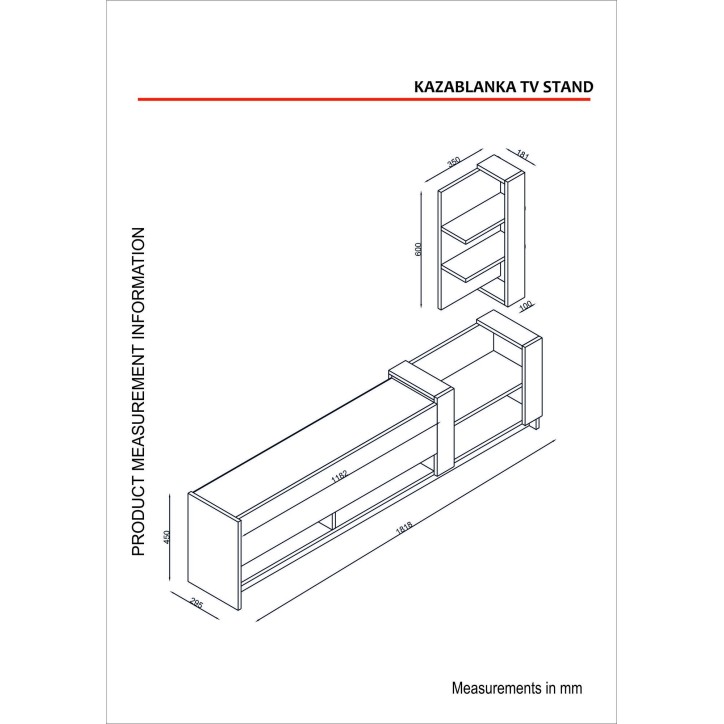 Mueble TV con estante Kazablanka zafiro blanco