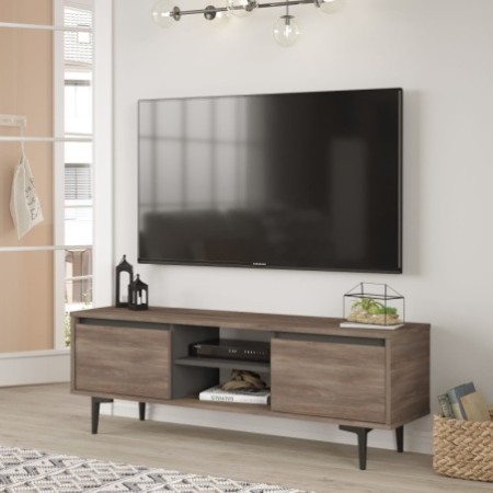 Mueble TV con estante AR1 antracita marrón