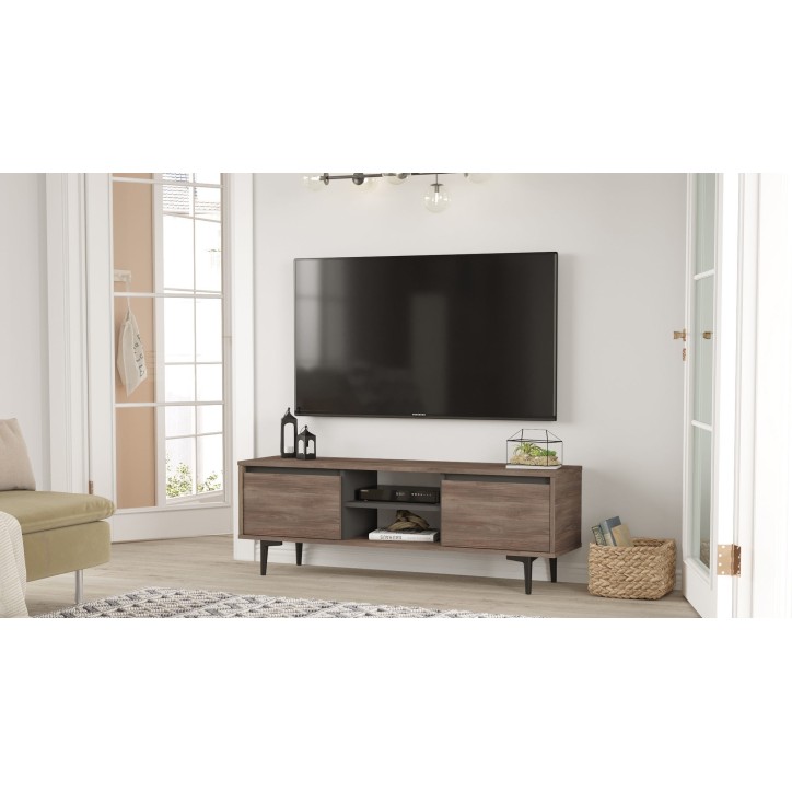 Mueble TV con estante AR1 antracita marrón