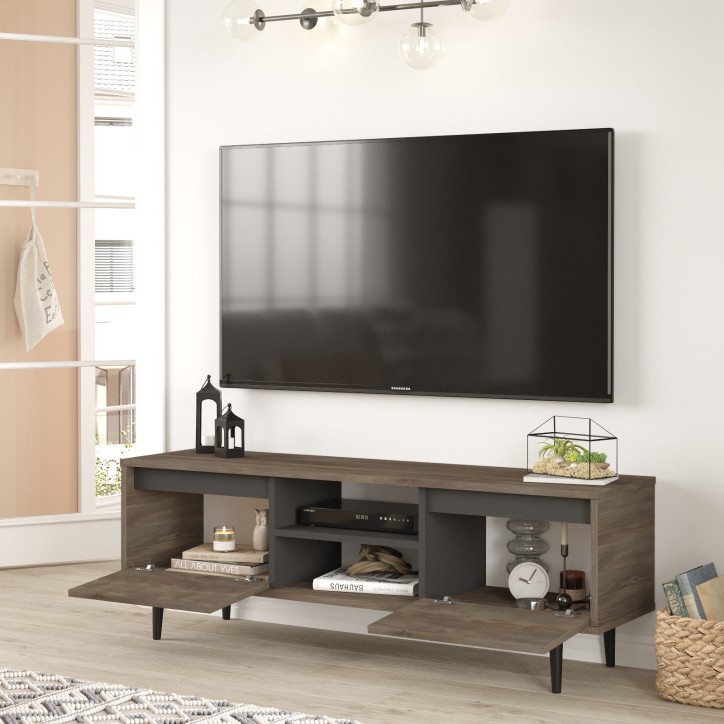 Mueble TV con estante AR1 antracita marrón