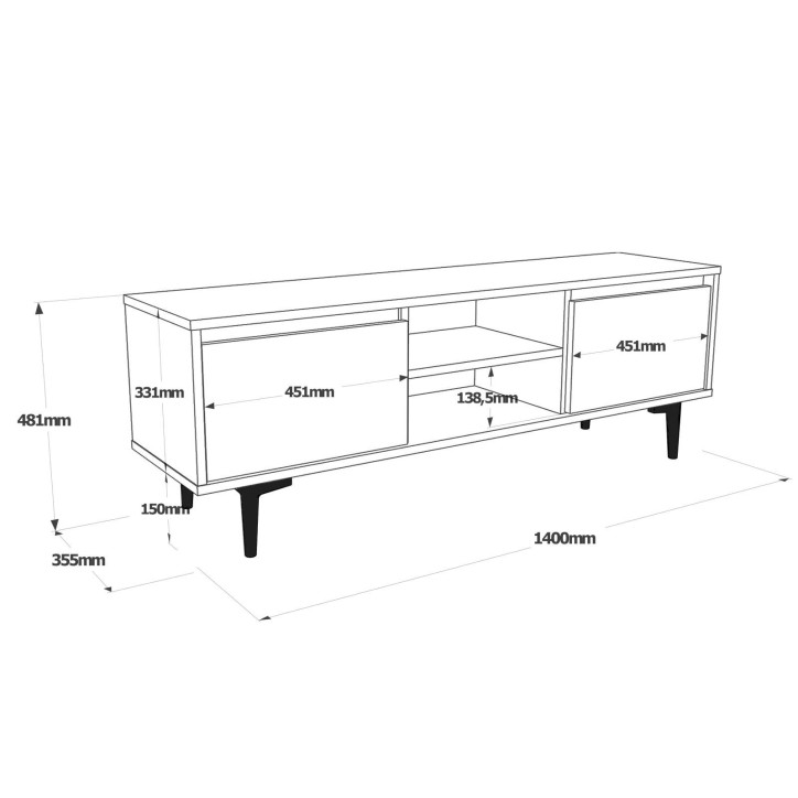 Mueble TV con estante AR1 antracita marrón