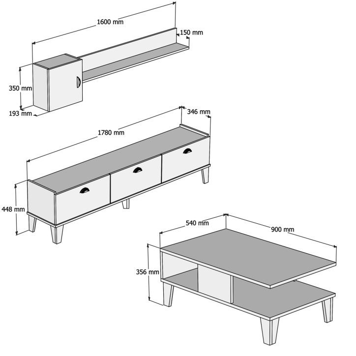 Conjunto de muebles de salón Sumer 1 roble blanco