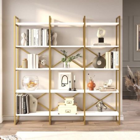 Librería VG6-W dorado blanco