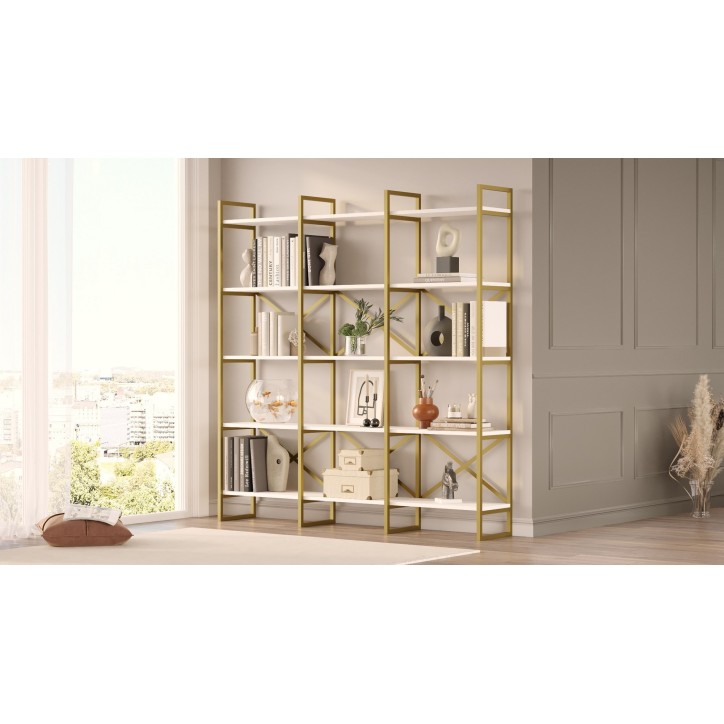 Librería VG6-W dorado blanco