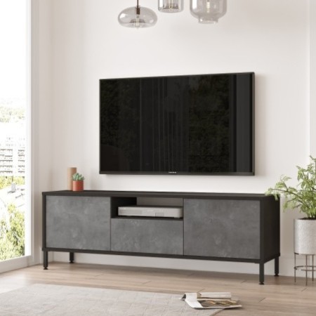 Mueble TV LV2 RL negro plata