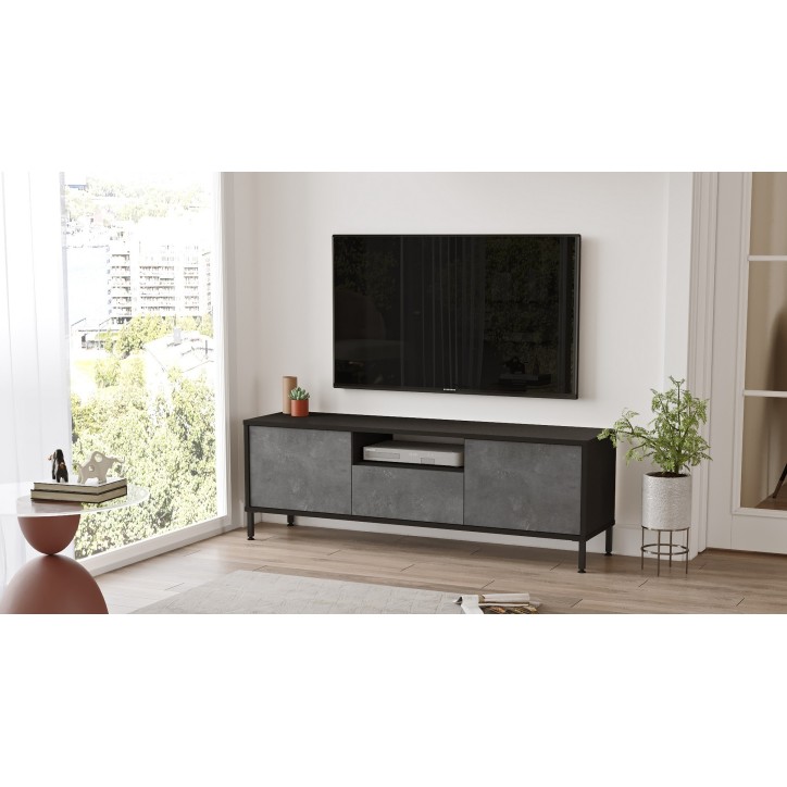 Mueble TV LV2 RL negro plata