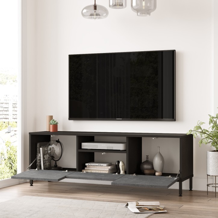 Mueble TV LV2 RL negro plata