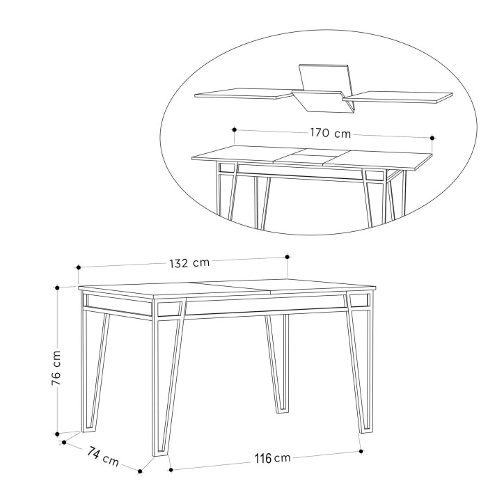 Mesa de comedor extensible Pal roble