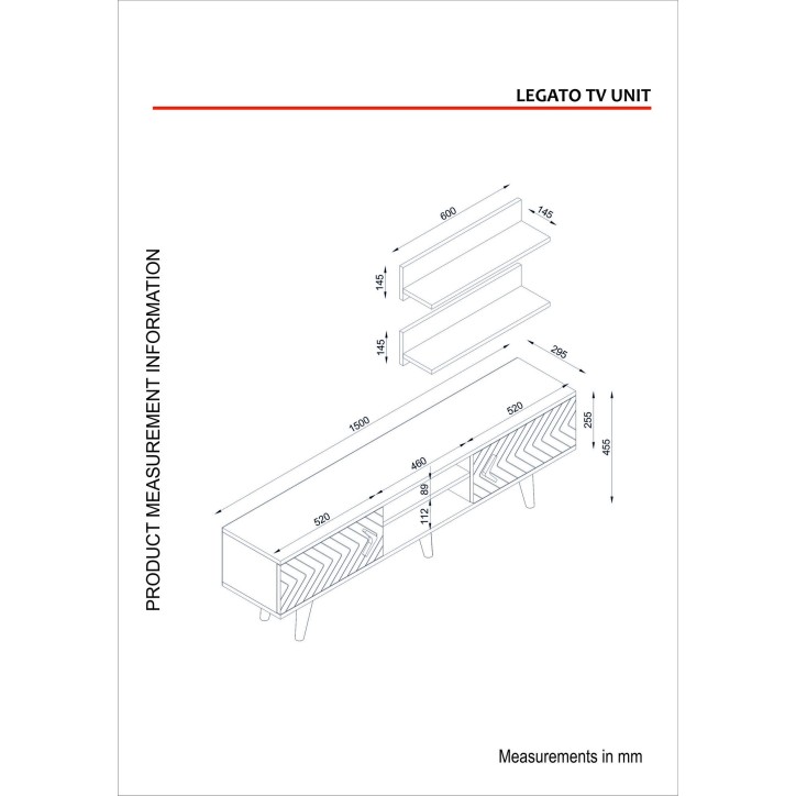 Mueble TV con estante Legato nogal