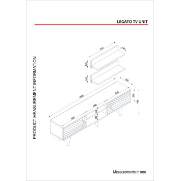 Mueble TV con estante Legato nogal - 804TRH3016